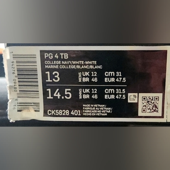 Nike PG 4 TB College navy & white mens size 13 fits like a size 12 - Picture 12 of 12